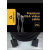 GEMBIRD kabelis Premium VGA - HD15M/HD15M - Dvigubai ekranuotas su 2 ferito žiedais 20m - Juodas
