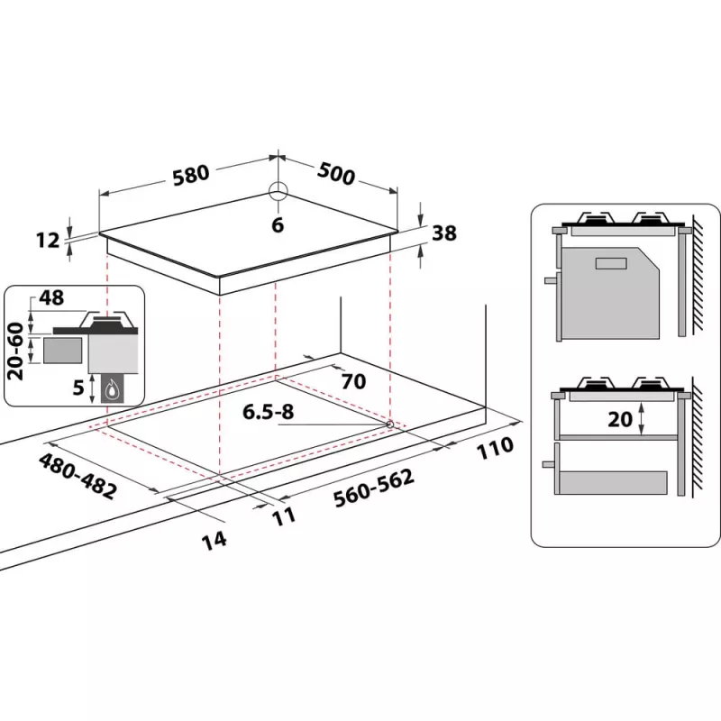 Whirlpool AKM 268/IX Nerūdijantis plienas Įmontuojama Dujinė 4 zonos(-ų)