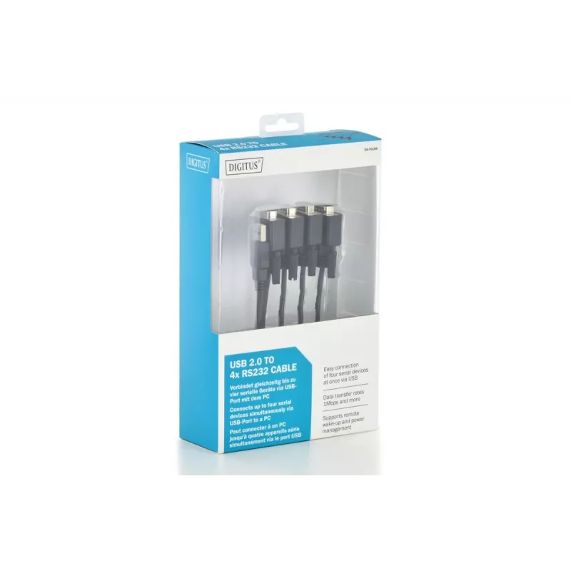 DIGITUS USB 2.0 To 4x Rs232 kabelis 1.5m