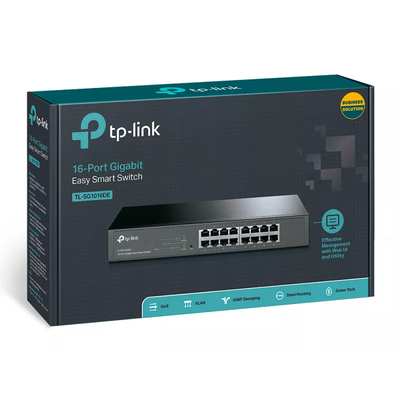 TP-Link 16 prievadų Gigabit Easy Smart tinklo jungiklis, valdomas, L2, Gigabit Ethernet (10/100/1000), montavimas į stelažą, 1U