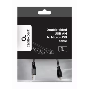 GEMBIRD dvipusis USB 2.0 AM į Micro-USB kabelis, 1 m - juodas