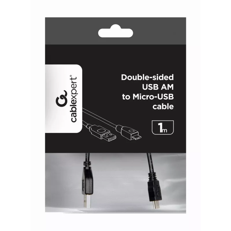 GEMBIRD dvipusis USB 2.0 AM į Micro-USB kabelis, 1 m - juodas