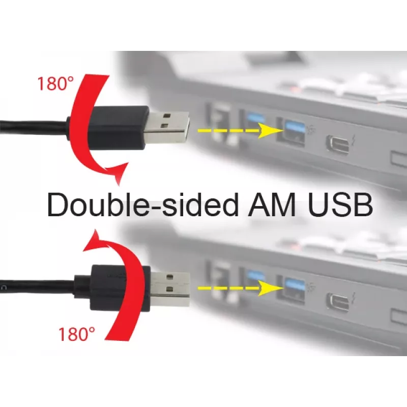 GEMBIRD dvipusis USB 2.0 AM į Micro-USB kabelis, 1 m - juodas