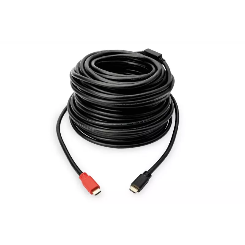 DIGITUS ASSMANN HDMI High Speed laidas, A tipo, su stiprintuvu. V/V, 15 m su Ethernet, Ultra HD 24p, CE, auksinė juoda