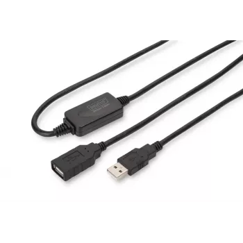 DIGITUS USB 2.0 kartos ilgintuvo laidas USB A (kištukas) / A (lizdas) 15 m (DA-73101)