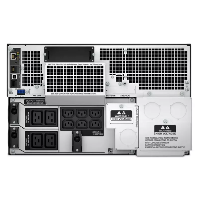 APC Smart-UPS On-Line SRT10KRMXLI - 10kW/VA, 6x C13 + 4x C19 + kietasis laidas 1 fazės išėjimas, montuojamas į stelažą, integruota tinklo valdymo kortelė