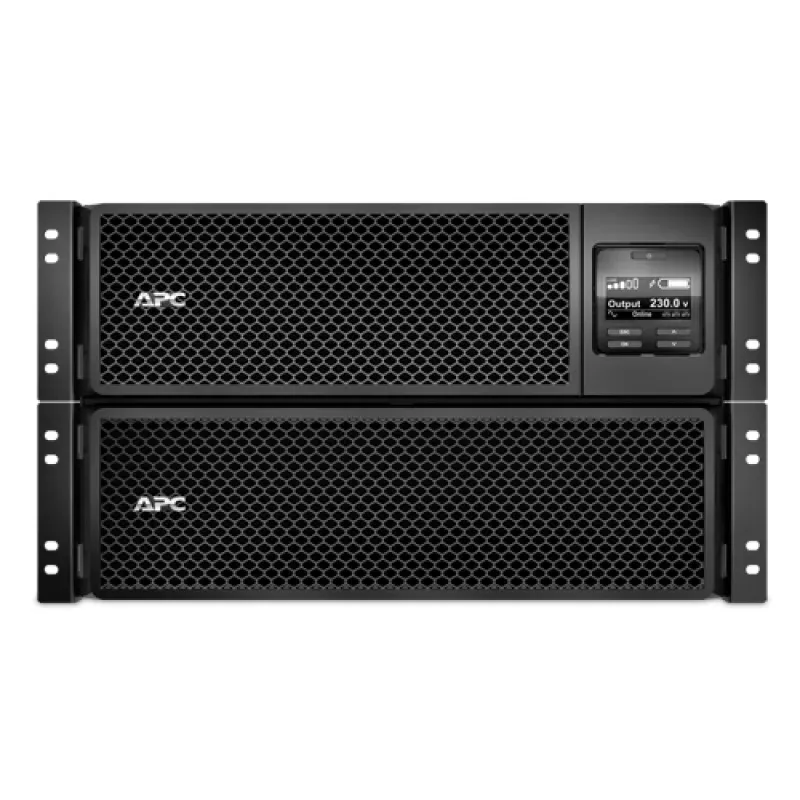 APC Smart-UPS On-Line SRT10KRMXLI - 10kW/VA, 6x C13 + 4x C19 + kietasis laidas 1 fazės išėjimas, montuojamas į stelažą, integruota tinklo valdymo kortelė
