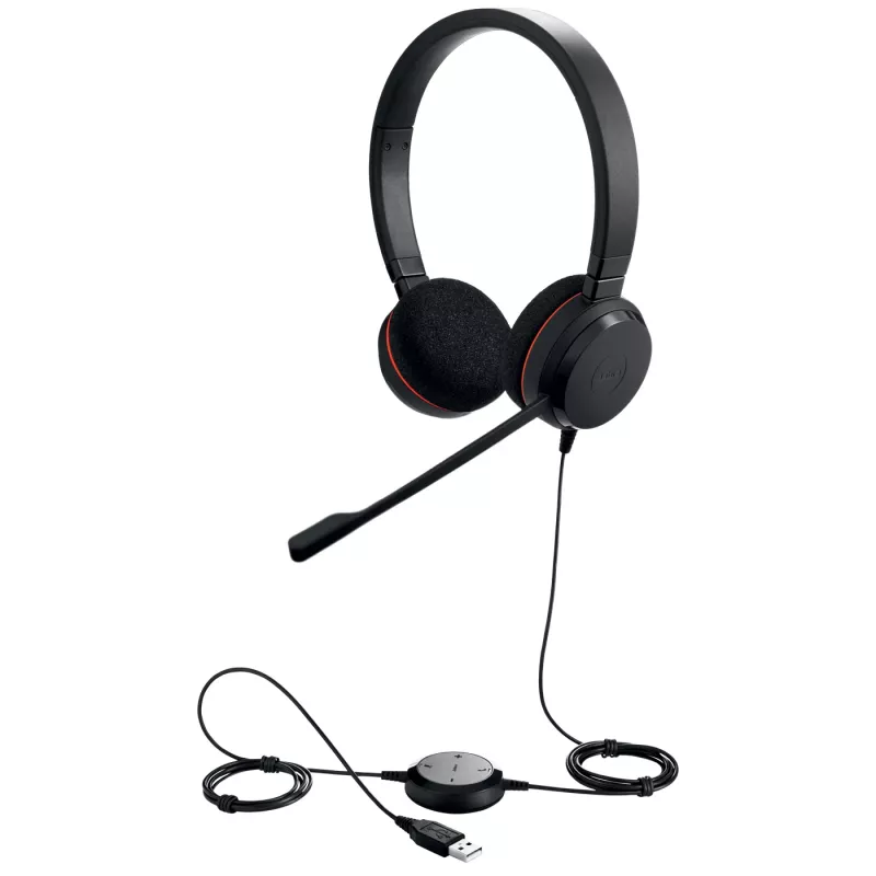 Jabra Evolve 20 MS Stereo, laidinis, biurui/skambučių centrui, 150–7000 Hz, 171 g, ausinės, juodos