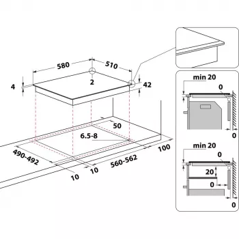 Whirlpool AKT 8130 BA Juoda Built-in Ceramic hob 4 zone(s)