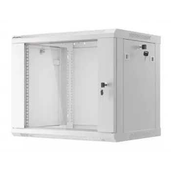 Prie sienos montuojamas stovas LANBERG WF01-6409-10S, 9U, 19 colių, 600×450 mm, 60 kg talpa, pilkas