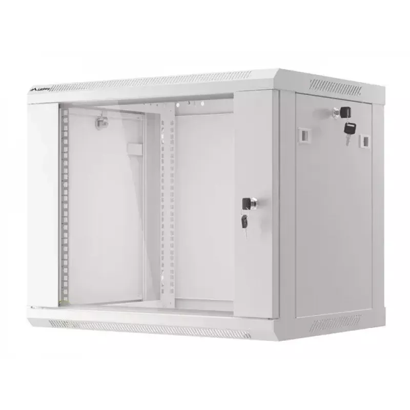 Prie sienos montuojamas stovas LANBERG WF01-6409-10S, 9U, 19 colių, 600×450 mm, 60 kg talpa, pilkas