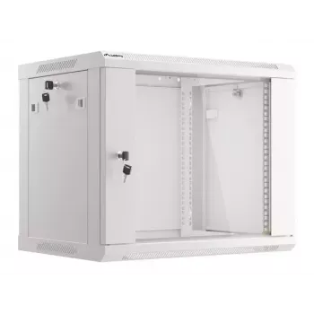 Prie sienos montuojamas stovas LANBERG WF01-6409-10S, 9U, 19 colių, 600×450 mm, 60 kg talpa, pilkas