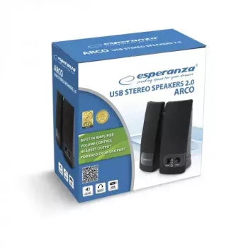 2 krypčių garsiakalbis ESPERANZA EP119, 2.0 kanalai, 6 W RMS, 4 Ω, laidinis, 3,5 mm ir USB, stalinis