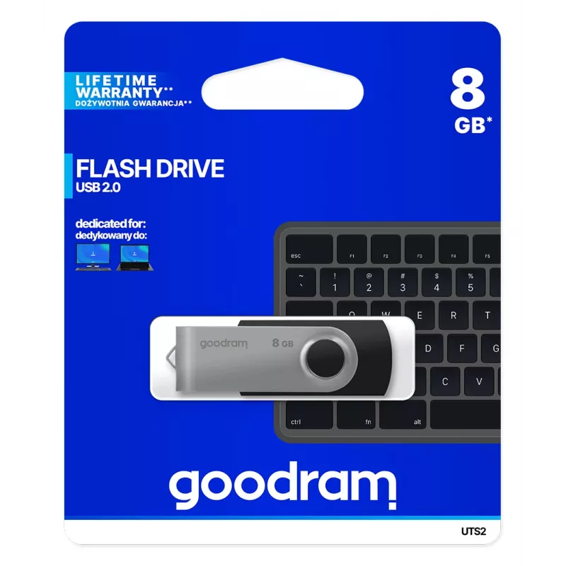 Goodram UTS2 USB atmintukas 8 GB USB Type-A 2.0 Juoda