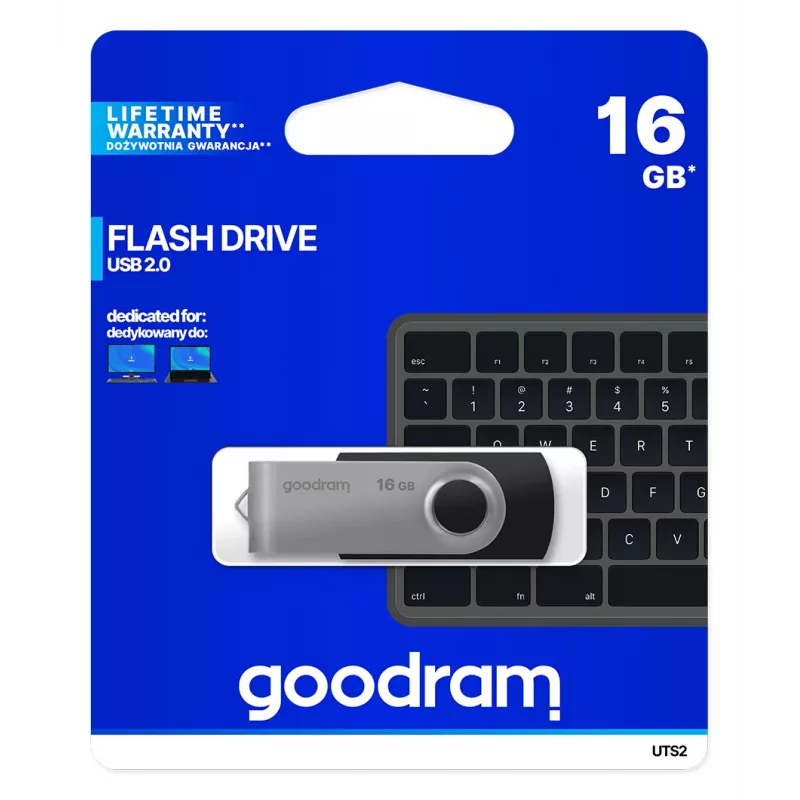Goodram UTS2 USB atmintukas 16 GB USB Type-A 2.0 Juoda