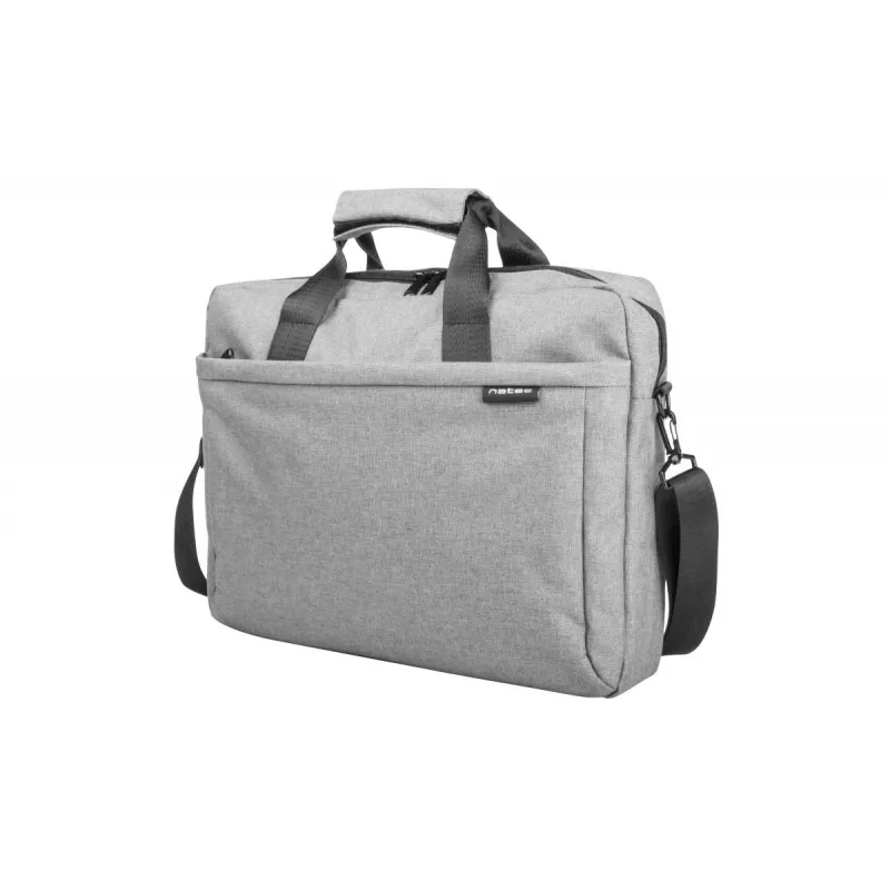Messenger case NATEC Mustela nešiojamiesiems kompiuteriams iki 39,6 cm (15,6 col.), poliesteris, pilkas, priekinė kišenė, peties diržas