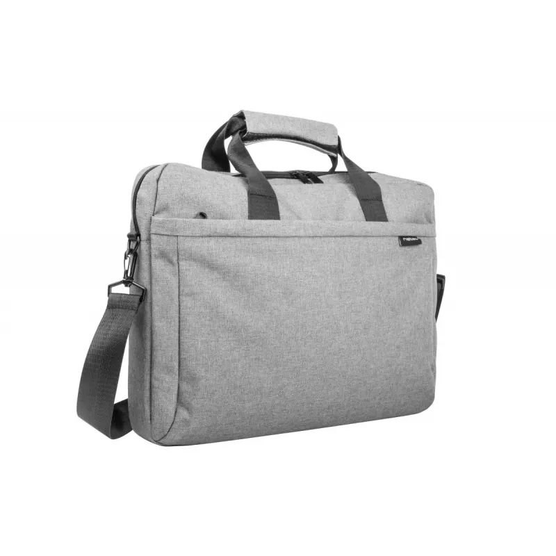 Messenger case NATEC Mustela nešiojamiesiems kompiuteriams iki 39,6 cm (15,6 col.), poliesteris, pilkas, priekinė kišenė, peties diržas
