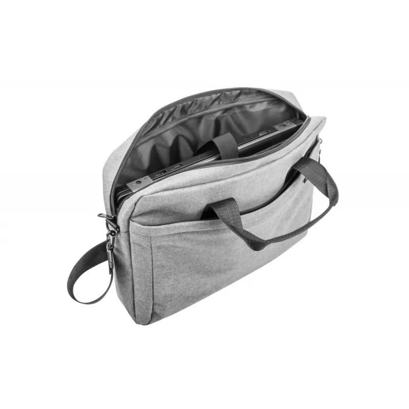 Messenger case NATEC Mustela nešiojamiesiems kompiuteriams iki 39,6 cm (15,6 col.), poliesteris, pilkas, priekinė kišenė, peties diržas