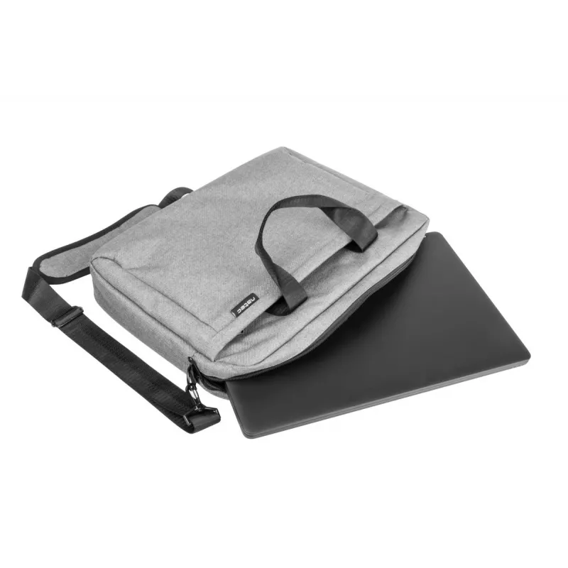 Messenger case NATEC Mustela nešiojamiesiems kompiuteriams iki 39,6 cm (15,6 col.), poliesteris, pilkas, priekinė kišenė, peties diržas
