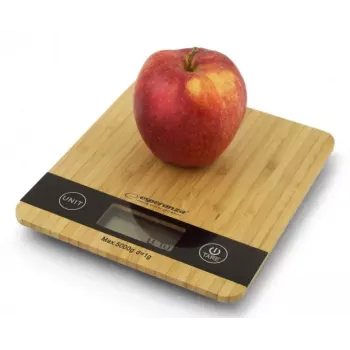 Elektroninė virtuvės svarstyklė ESPERANZA EKS005 — 5 kg talpa, 1 g tikslumas, bambukinė platforma