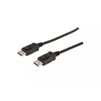 DIGITUS DisplayPort connection kabelis, DP M/M, 1m w/interlock, Ultra HD 4K Juoda