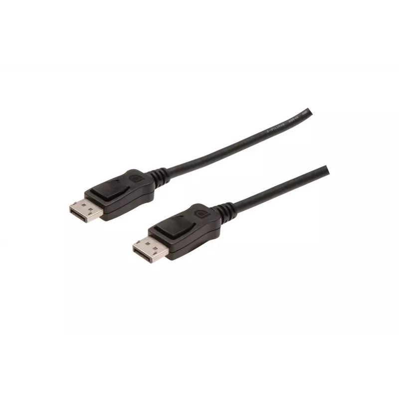 DIGITUS DisplayPort connection kabelis, DP M/M, 1m w/interlock, Ultra HD 4K Juoda
