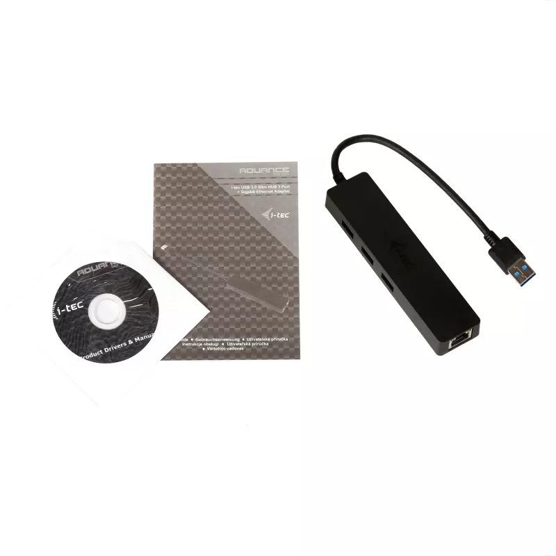 i-tec Advance USB 3.0 plonas HUB 3 prievadų Gigabito Ethernet adapteris, juodas