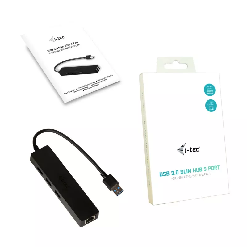 i-tec Advance USB 3.0 plonas HUB 3 prievadų Gigabito Ethernet adapteris, juodas