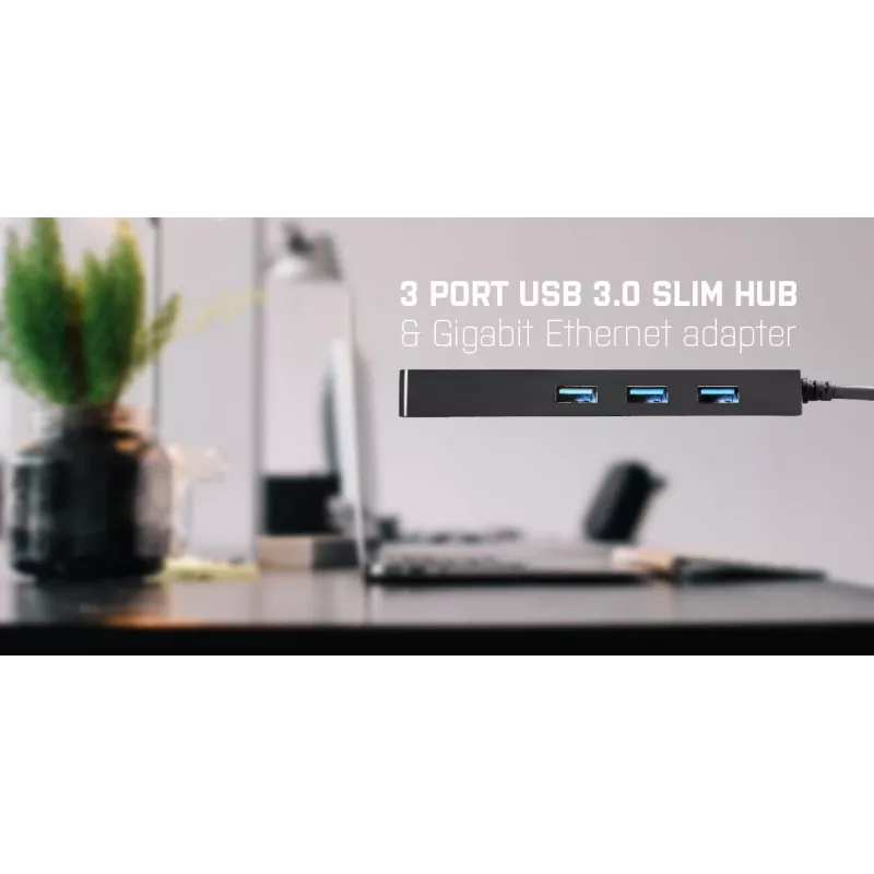 i-tec Advance USB 3.0 plonas HUB 3 prievadų Gigabito Ethernet adapteris, juodas