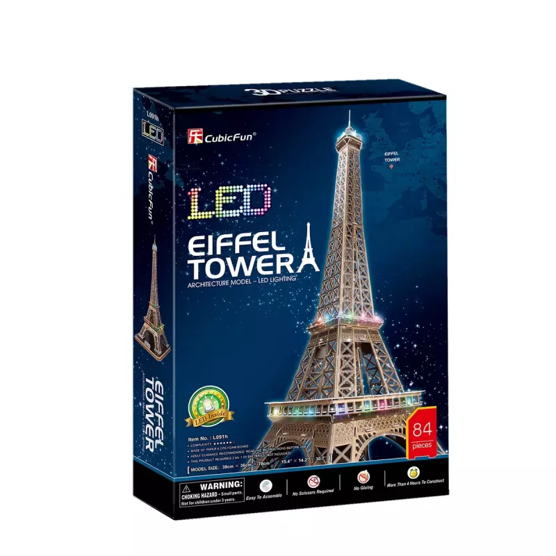 3D dėlionė CubicFun Eifelio bokštas su LED