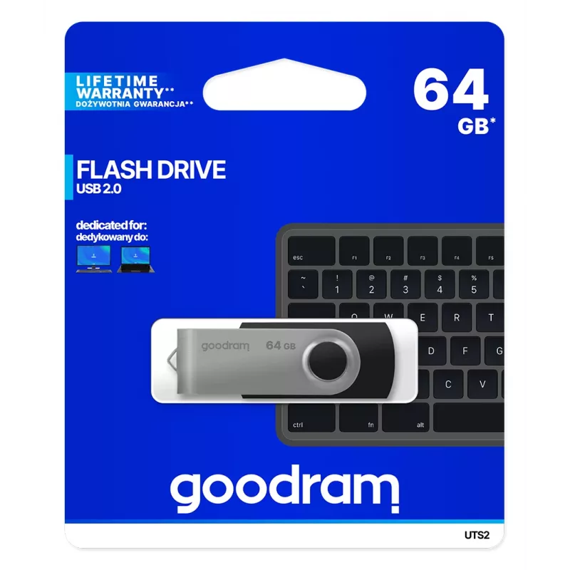 Goodram UTS2 USB atmintukas 64 GB USB Type-A 2.0 Juodas