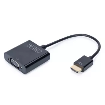 DIGITUS HDMI į VGA keitiklio adapteris Typ A – VGA (D-Sub) jungtis, 3,5 mm garso lizdas, juodas