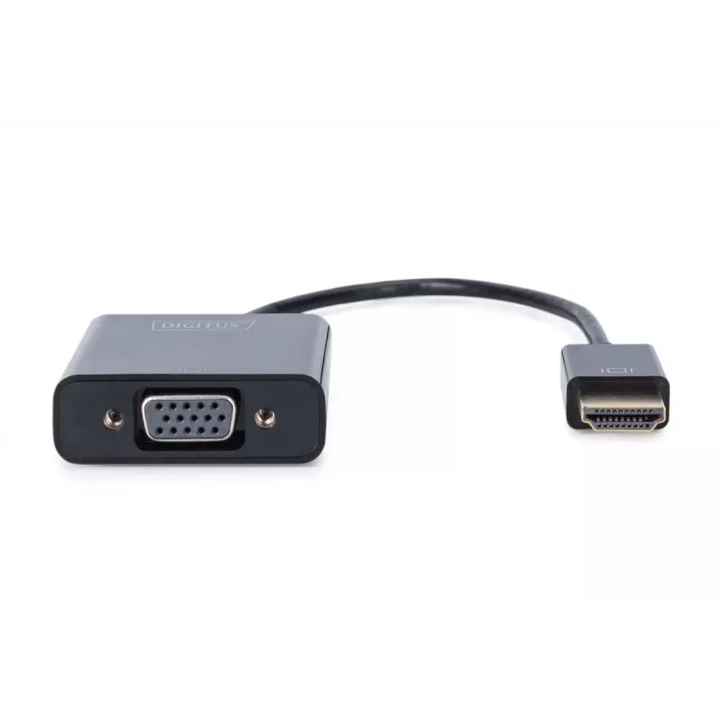 DIGITUS HDMI į VGA keitiklio adapteris Typ A – VGA (D-Sub) jungtis, 3,5 mm garso lizdas, juodas