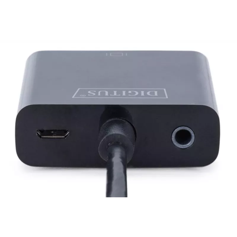 DIGITUS HDMI į VGA keitiklio adapteris Typ A – VGA (D-Sub) jungtis, 3,5 mm garso lizdas, juodas