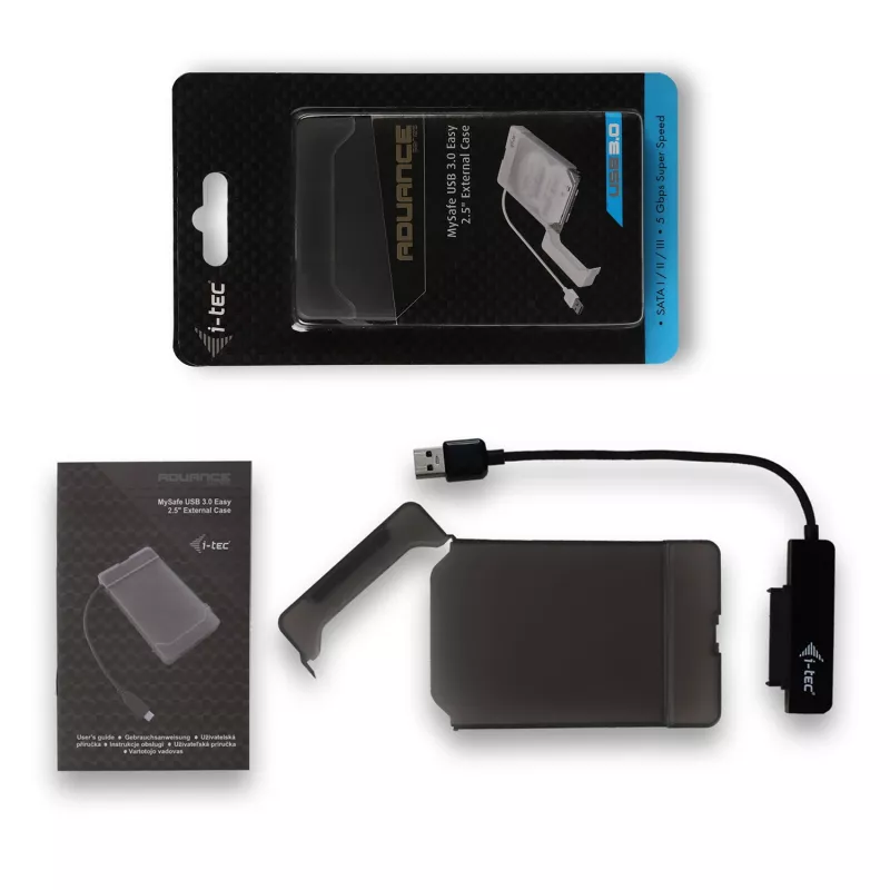 HDD/SSD korpusas i-tec MySafe USB 3.0 Easy 2,5 colio išorinis dėklas juodas