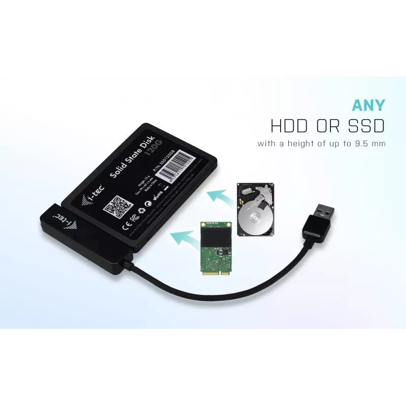 HDD/SSD korpusas i-tec MySafe USB 3.0 Easy 2,5 colio išorinis dėklas juodas