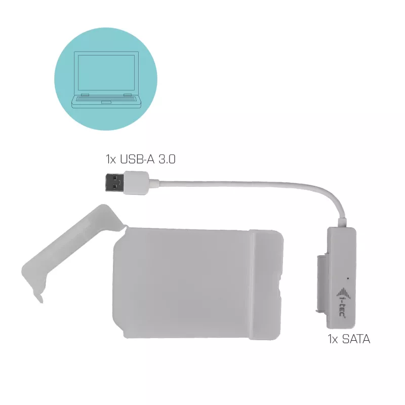 HDD/SSD korpusas i-tec MySafe USB 3.0 Easy 2,5 colio išorinis dėklas – balta