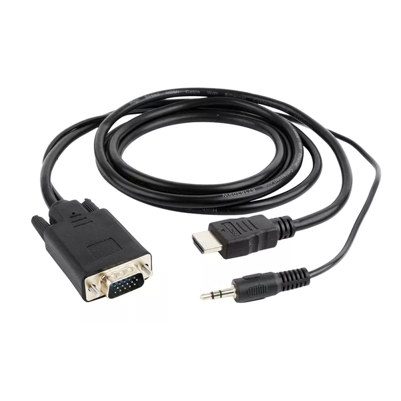 GEMBIRD HDMI į VGA ir garso adapterio kabelis, vienas prievadas, 1,8 m – juodas