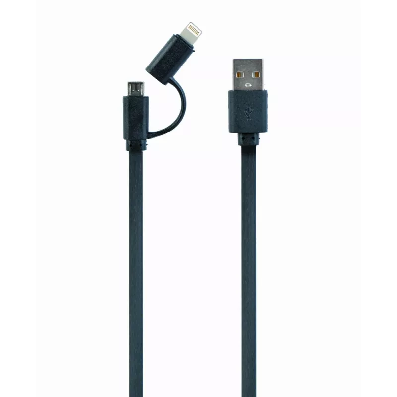 GEMBIRD USB į Apple Lightning ir Micro USB įkrovimo kombinuotas kabelis 1m - juodas