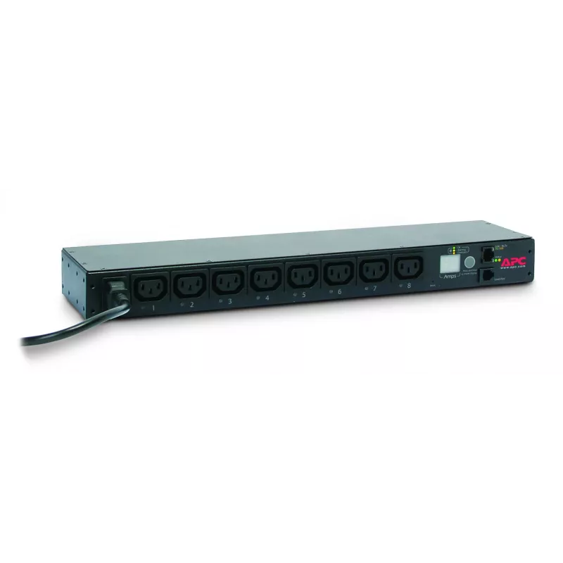 APC NetShelter perjungiamas stovo PDU, 1U, 1PH, 2,3kW 230V 10A arba 2,5kW 208V 12A, 8 C13 lizdų, C14 laidas