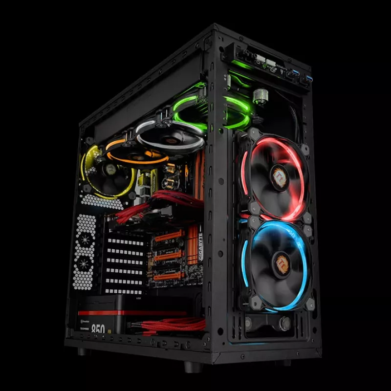 THERMALTAKE Riing 12 LED RGB 256 spalvų aukšto statinio slėgio LED radiatoriaus ventiliatorius (3 ventiliatorių rinkinys)