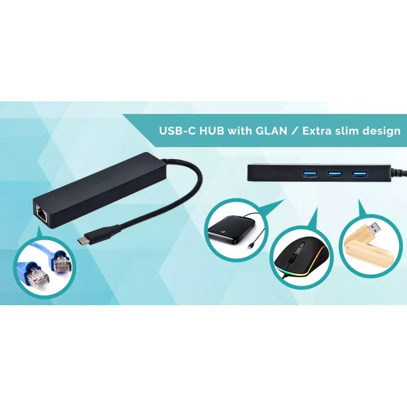 i-tec Advance USB-C plonas Passive HUB 3 Port + Gigabit Ethernet Adapter