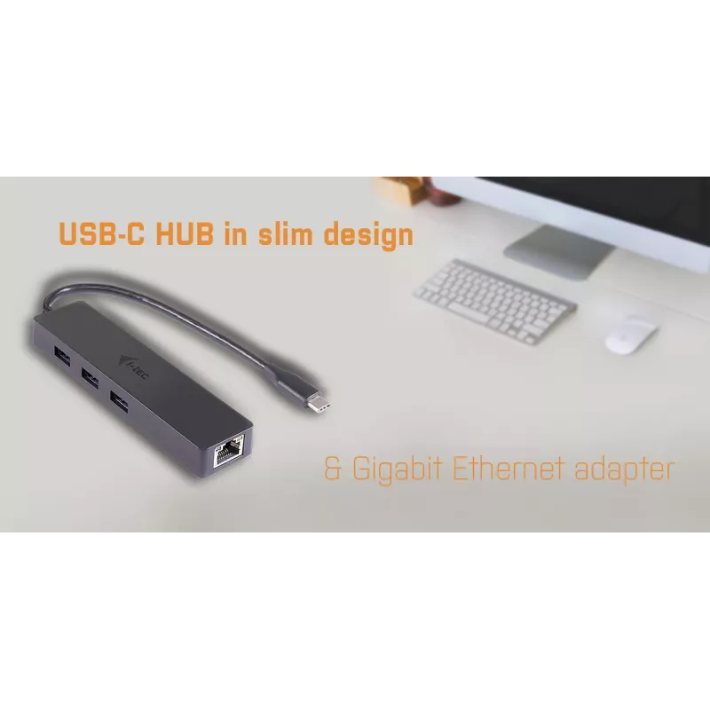 i-tec Advance USB-C plonas Passive HUB 3 Port + Gigabit Ethernet Adapter