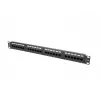 Pleistuvų skydas 1U LANBERG PPU5-1024-B — 24 prievadų CAT5e, metalinis, juodas, 445×32,5×44,5 mm