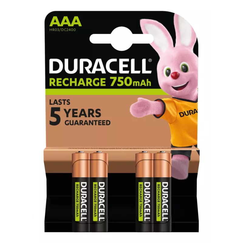 Duracell AAA (4 vnt.) įkraunama baterija, nikelio-metalo hidrido (NiMH)