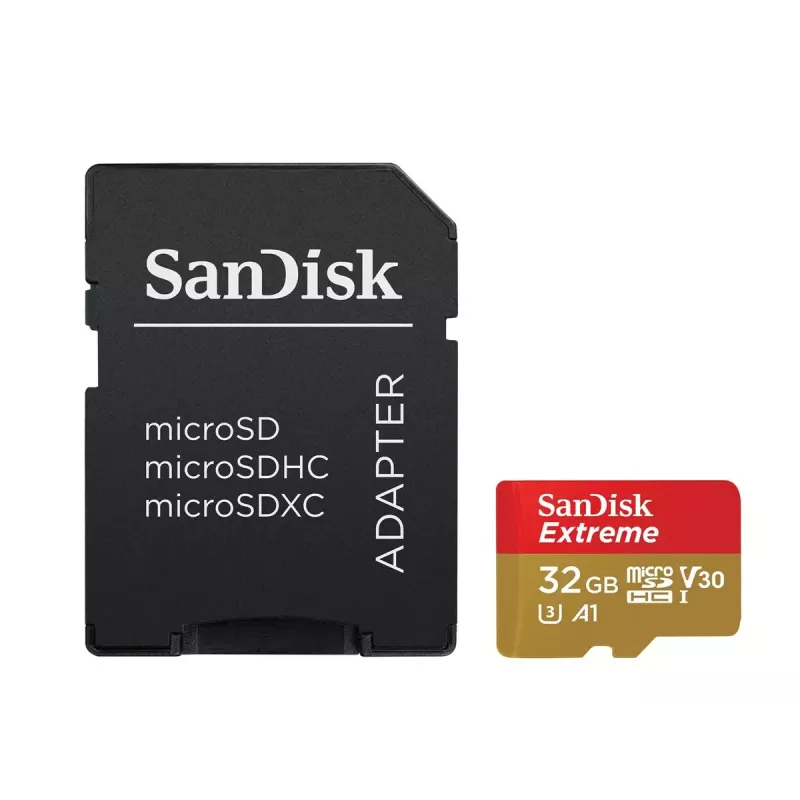 WESTERN DIGITAL SanDisk micro SDXC Extreme 32GB (A1/ V30/ U3/ UHS-I/ Cl.10/ R100/ W60) + adapteris veiksmo kamerai