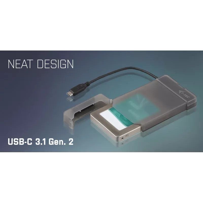 i-tec MySafe USB-C 3.1 Gen. 2 easy, HDD/SSD korpusas, 2,5 colio, Serial ATA, Serial ATA II, Serial ATA III, 10 Gbit/s, USB jungtis, juoda