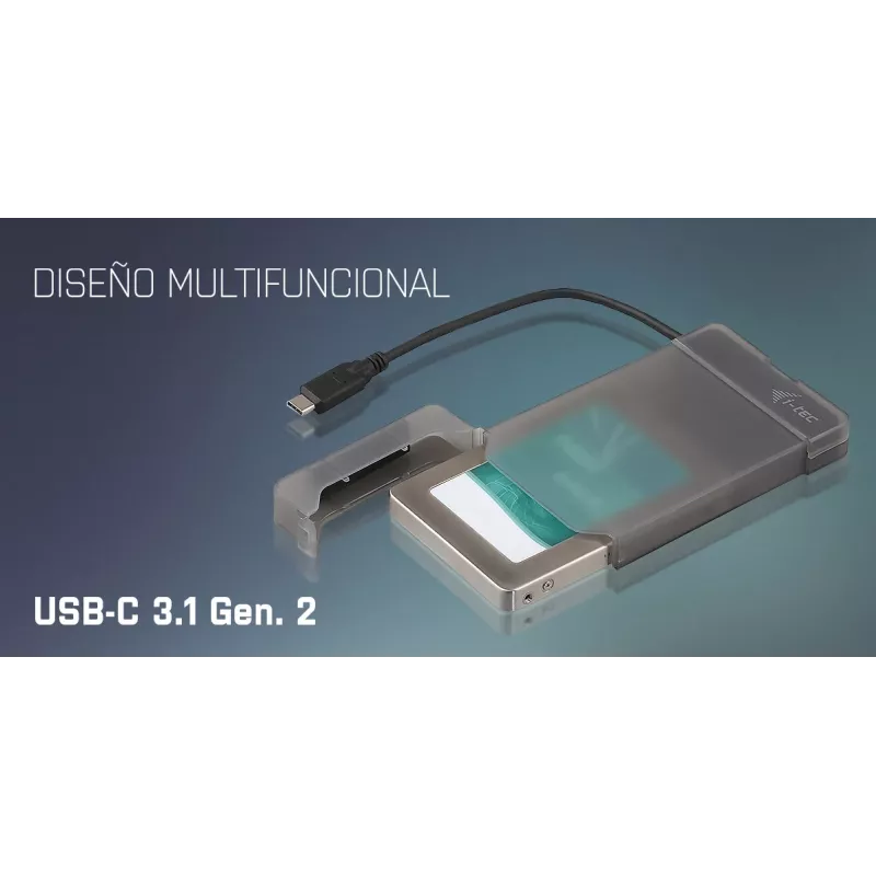 i-tec MySafe USB-C 3.1 Gen. 2 easy, HDD/SSD korpusas, 2,5 colio, Serial ATA, Serial ATA II, Serial ATA III, 10 Gbit/s, USB jungtis, juoda