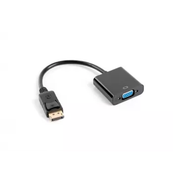 Vaizdo kabelio adapteris LANBERG AD-0002-BK — VGA (moteriška) į DisplayPort (vyriška), 0,2 m, 1920×1200@60Hz, DP 1.1a, juoda