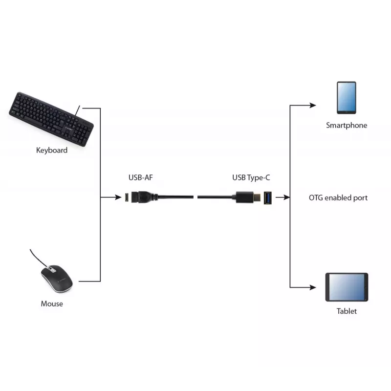 USB laidas Gembird A-OTG-CMAF3-01, USB-C į USB-A, 0,2 m, juodas